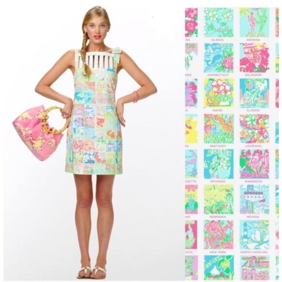Lilly Pulitzer 4 state mind ricci shift dress states patchwork 6 - Picture 1 of 11